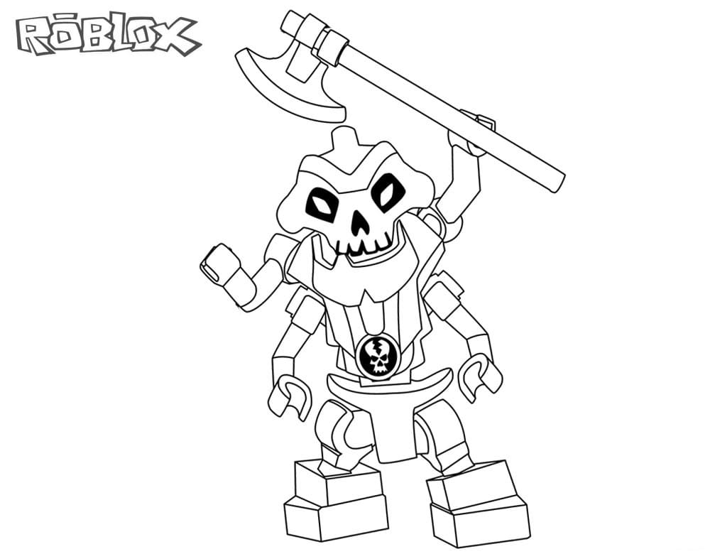 Online coloring book: Roblox fighting skeleton coloring page